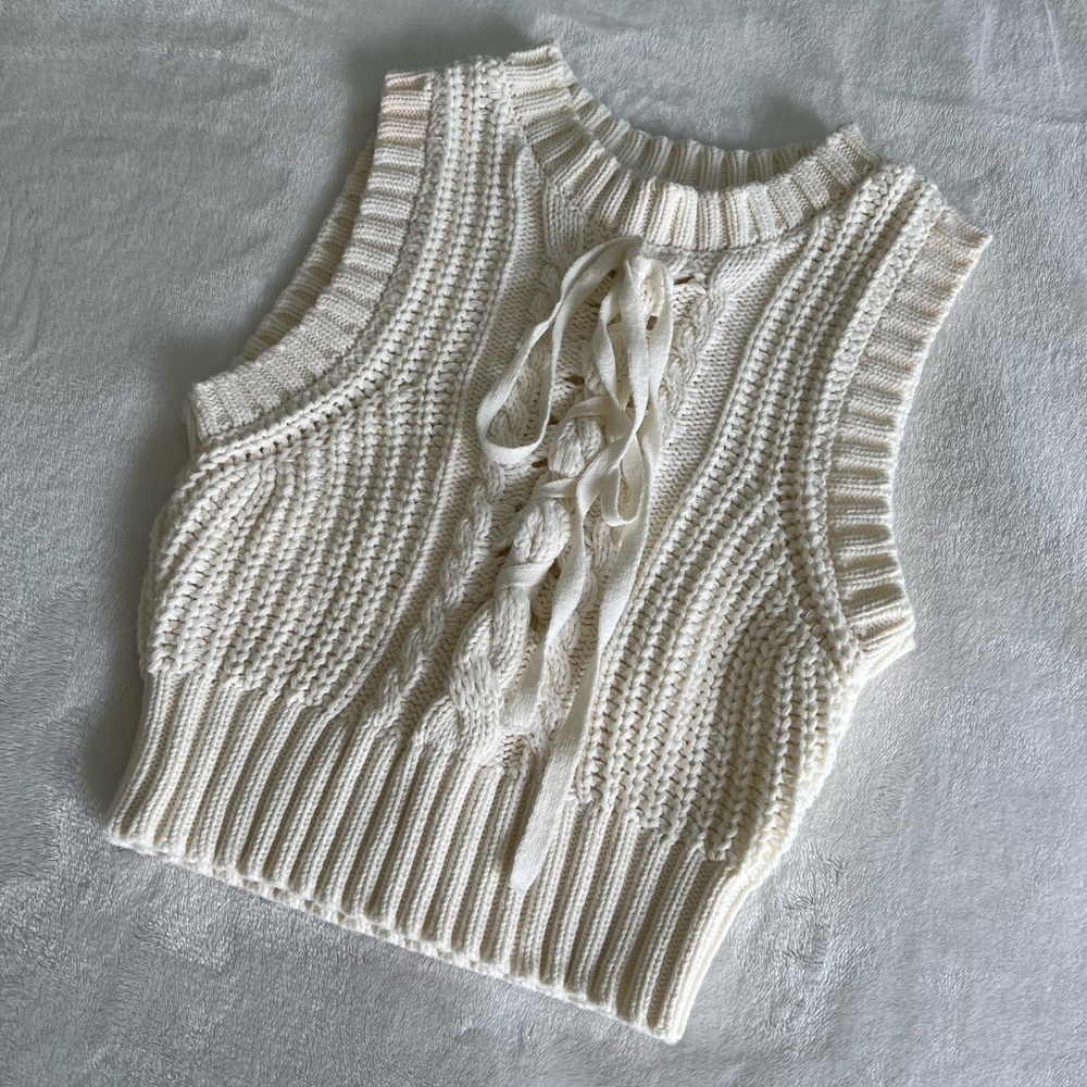 Forever 21 Lace-Up Knitted Sweater Vest